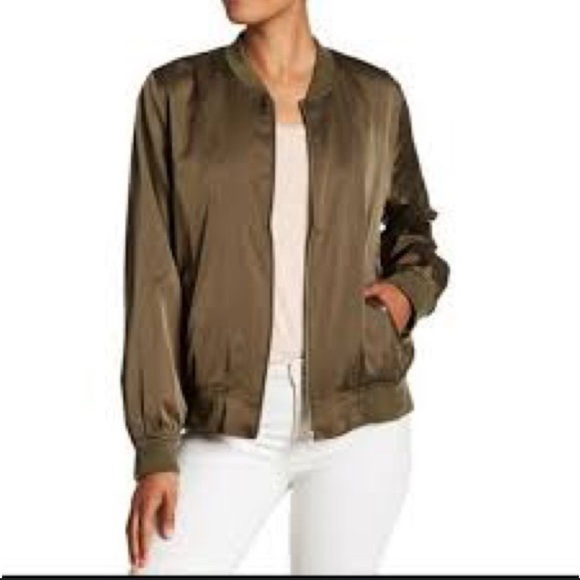 Philosophy satin olive greenn classic zippered bomber jacket size small - Picture 1 of 7